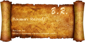 Bauman Rezső névjegykártya